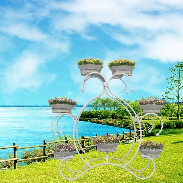 outdoor wrought iron flower stand for garden decoration