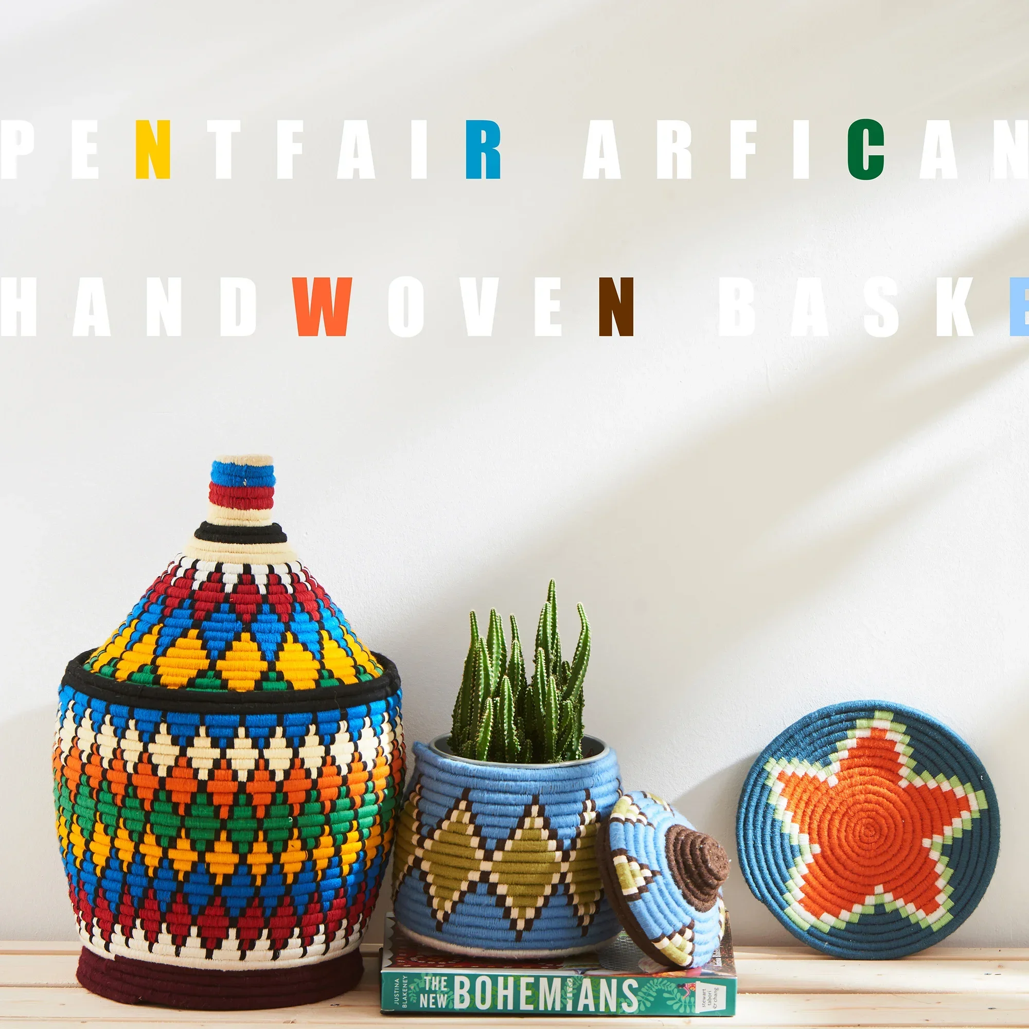 Woven plates, woven baskets, home ornaments