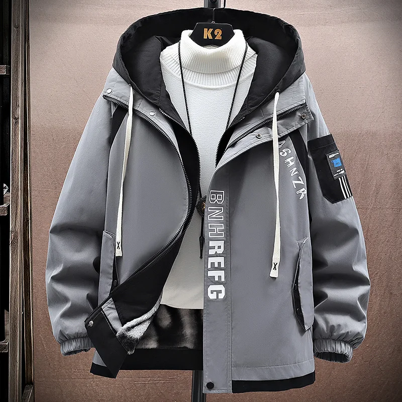 New Men\'s Clothing Trendy Sweatshirt Coat Front Pockets Warm Zipper Plush Jacket Men Autumn Winter Pure Color Cardigan Hoodie