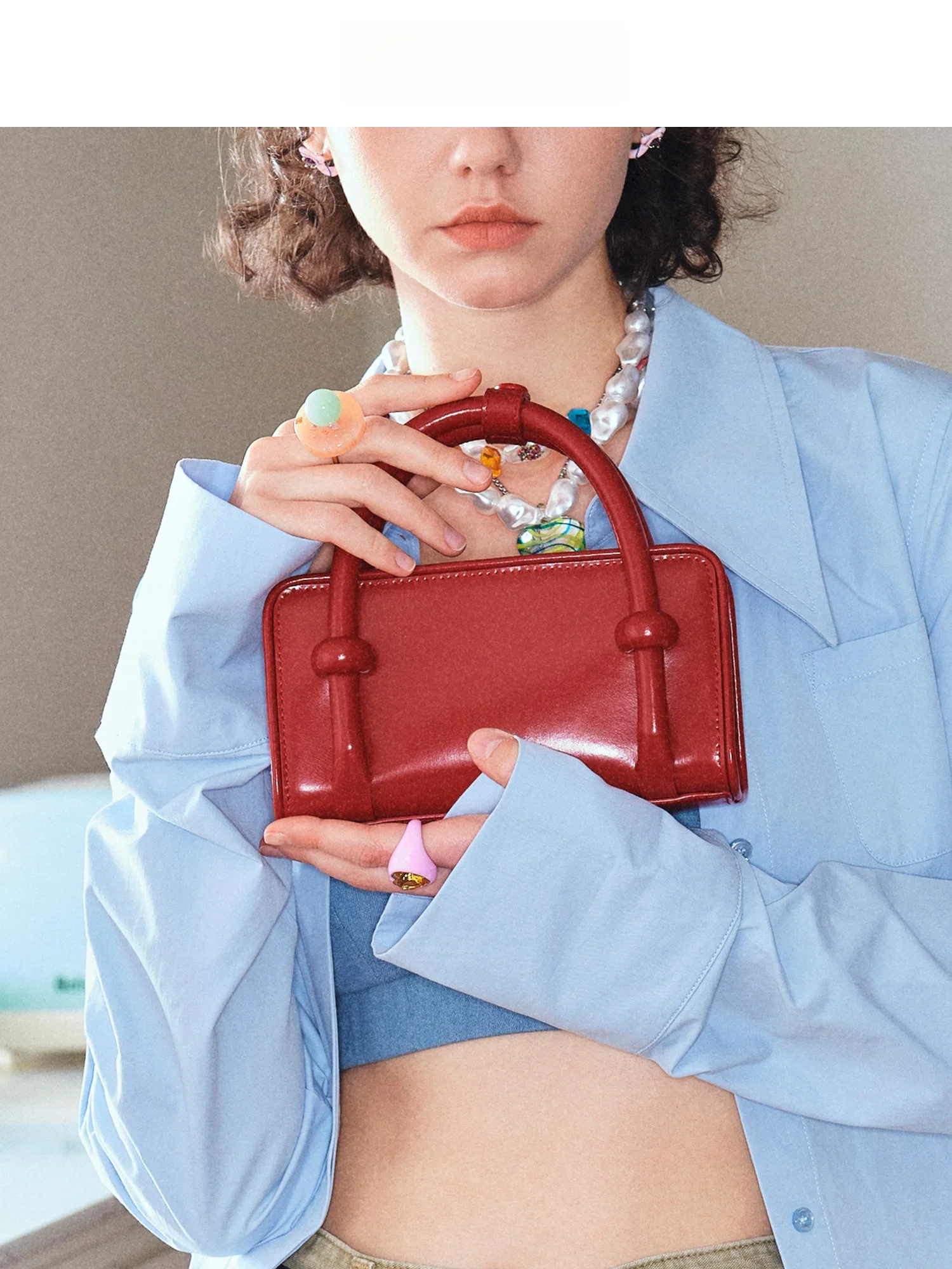

Muva Small Square Leather Handbag Red Crossbody Phone Bag Women's Fashion 2023 New Style Zipper Closure Casual Shoulder Bag