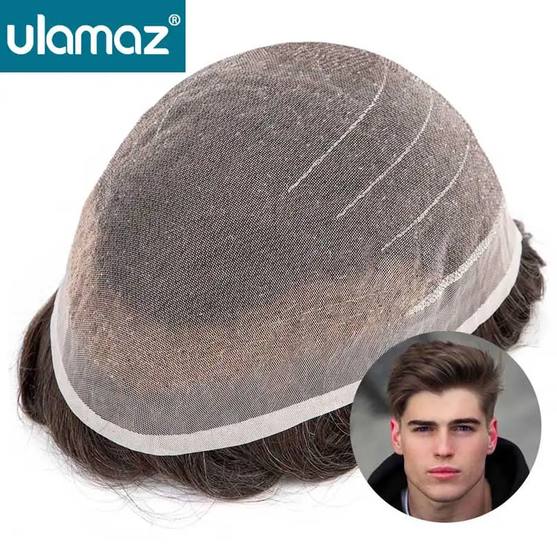 Fine Welded Mono Male Hair Prosthesis Durable Toupee Human Hair Wig Man Breathable Hair System Replacement Bleach Knots Man Wig