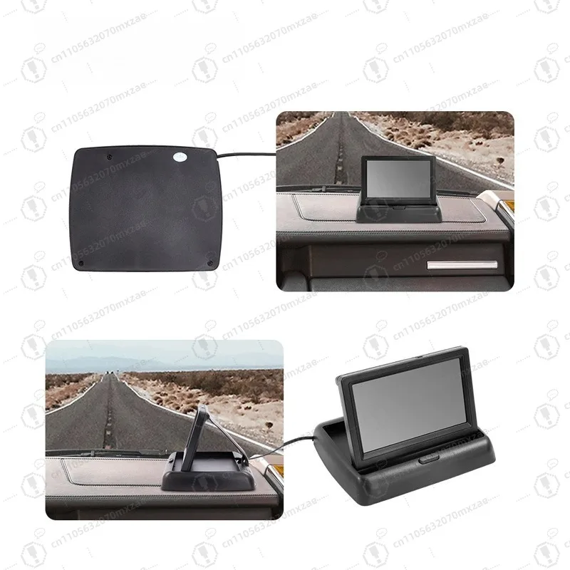 سيارة 4.3 بوصة 5 بوصة نظام عرض قابل للطي خارجي عالي الوضوح للرؤية الليلية كاميرا سيارة مقاومة للماء عكس الصورة #2