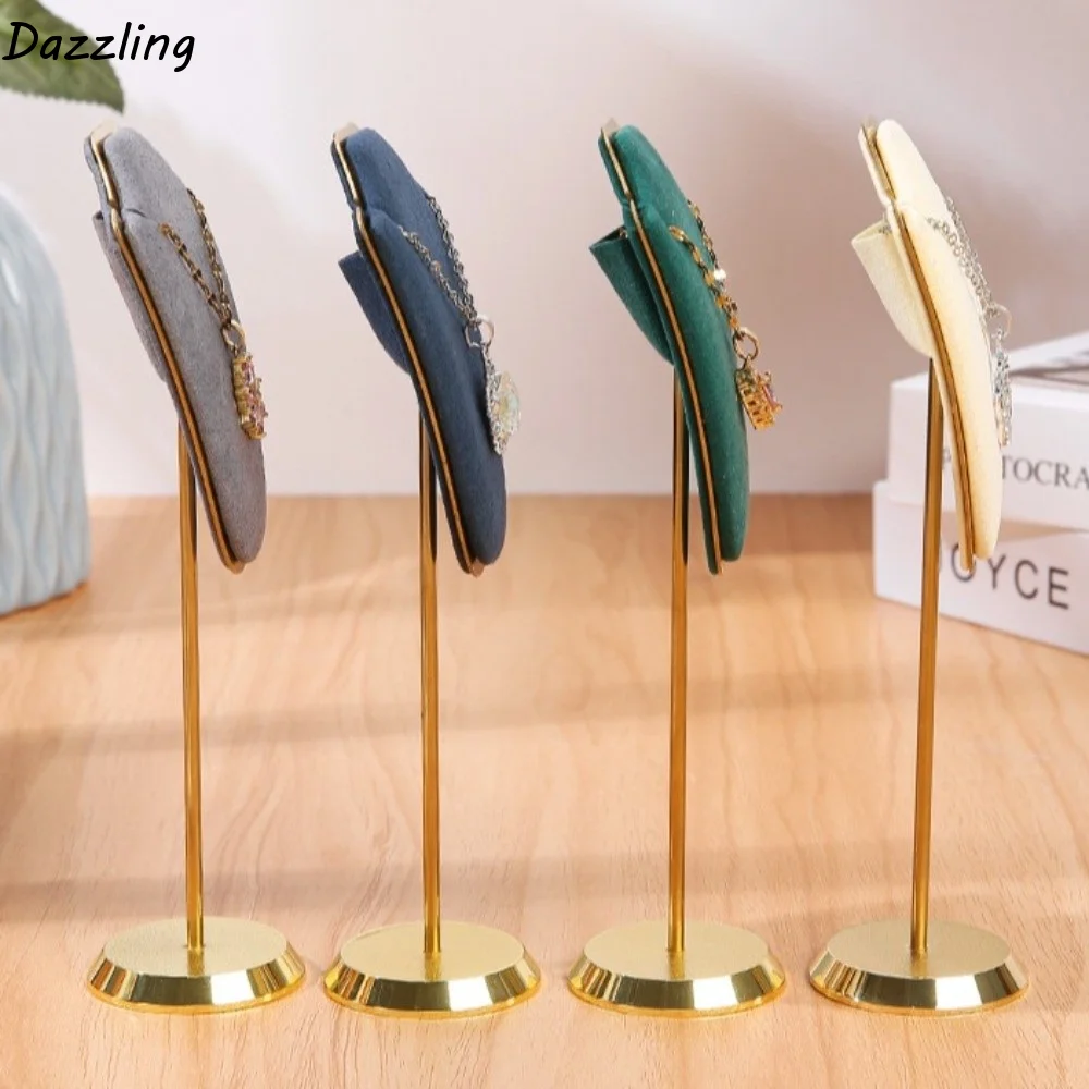 Ultra-Small Mini Jewelry Display Stand Velvet Metal Base Necklace Pendant Holder Multi Functional Exhibition Shelf
