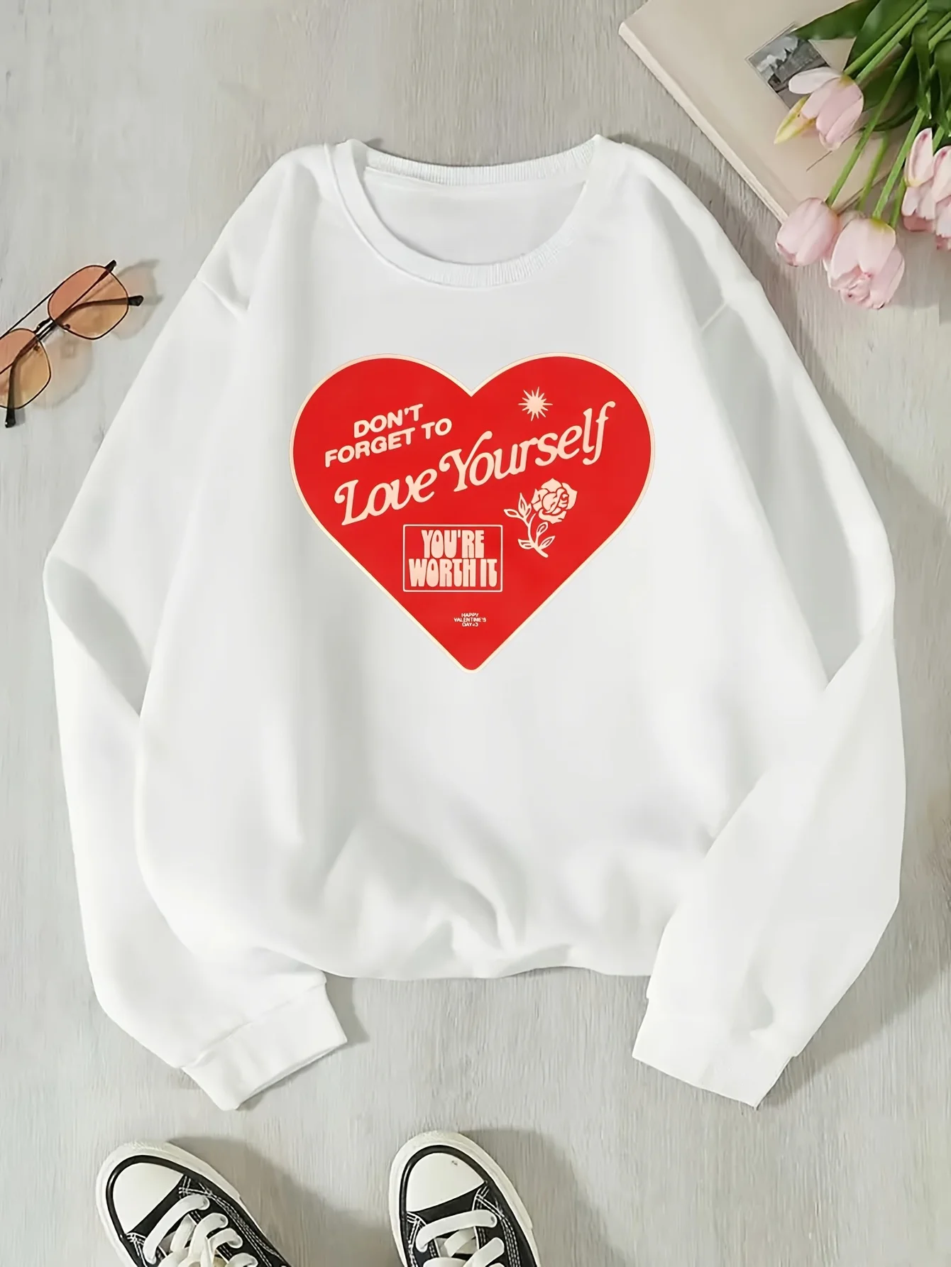 

Red Heart Graphic Printing Autumn and Winter Pure Cotton Men's and Women's Sweatshirts Outdoor Sports Leisure Fashion Trend