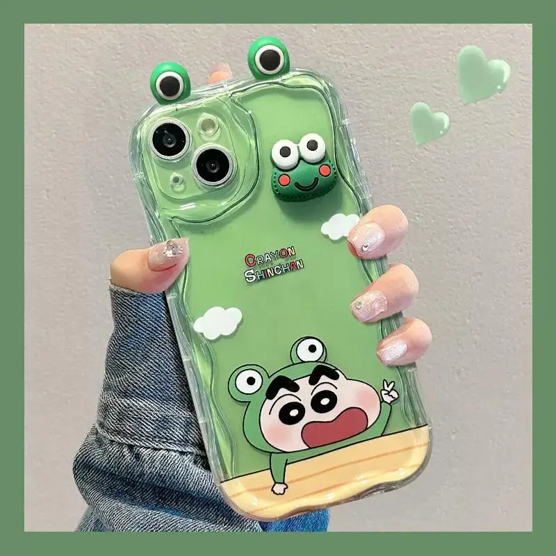 3D Frog Eyes Cute Crayon Shin-chan Case For Infinix Note 40 30 Pro Zero 30 Hot 40i Smart 8 7 GT 20 Cover Soft Capa Clear