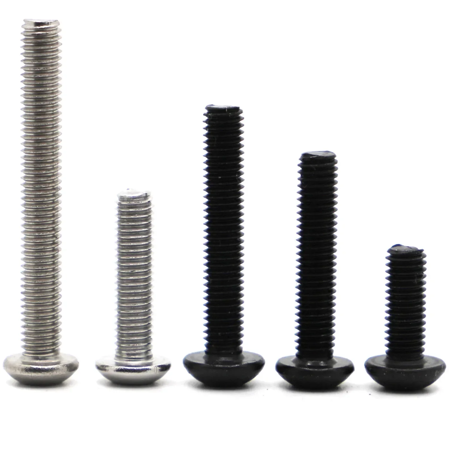 5-50PCS ISO7380 304 Stainless Steel M2 M2.5 M3 M4 M5 M6 M8 Black Grade 10.9 Steel Hex Socket Button Head Screws Allen Bolt Screw
