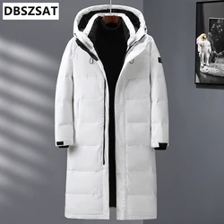 Men Down Jacket Long Parka Coat 800 White Duck Down Coat Men Winter Outwear White Jacket Hooded Overcoat Mens Fashion 2021