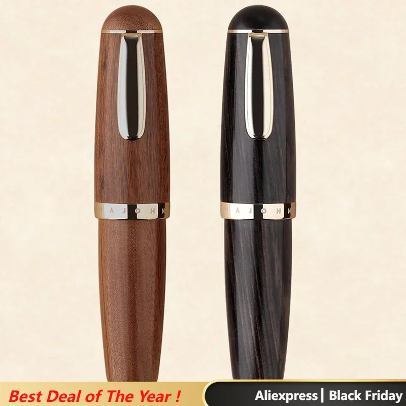 MAJOHN Q1 Mini Wood Fountain Pen Brown / Black Wooden Portable Ink Pen Iridium EF/F Nib Travel Palm Short Writing Gift