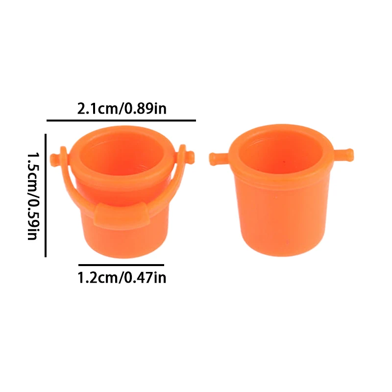 2Pcs 1/12 Dollhouse Mini Simulation Water Buckets Dollhouse Garden Beach Bucket Dolls House Accessories Pretend Play Toys