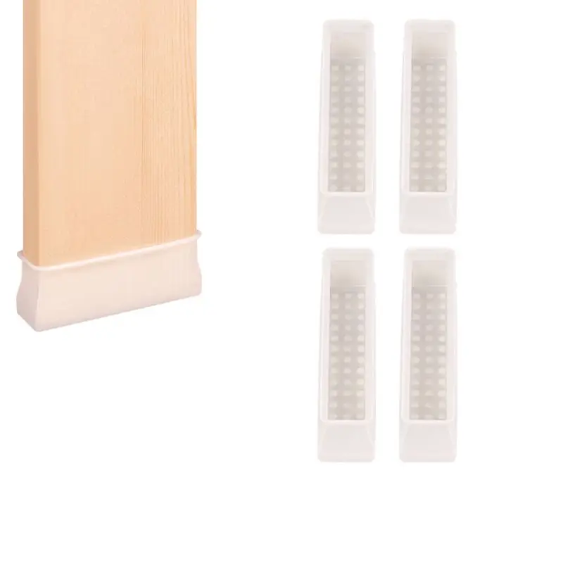 4PCS/Set Furniture Silicone Protection Cover for Bed Legs, Rectangle Leg Caps Furniture Leg Silicone Floor Slip Bottom Pad