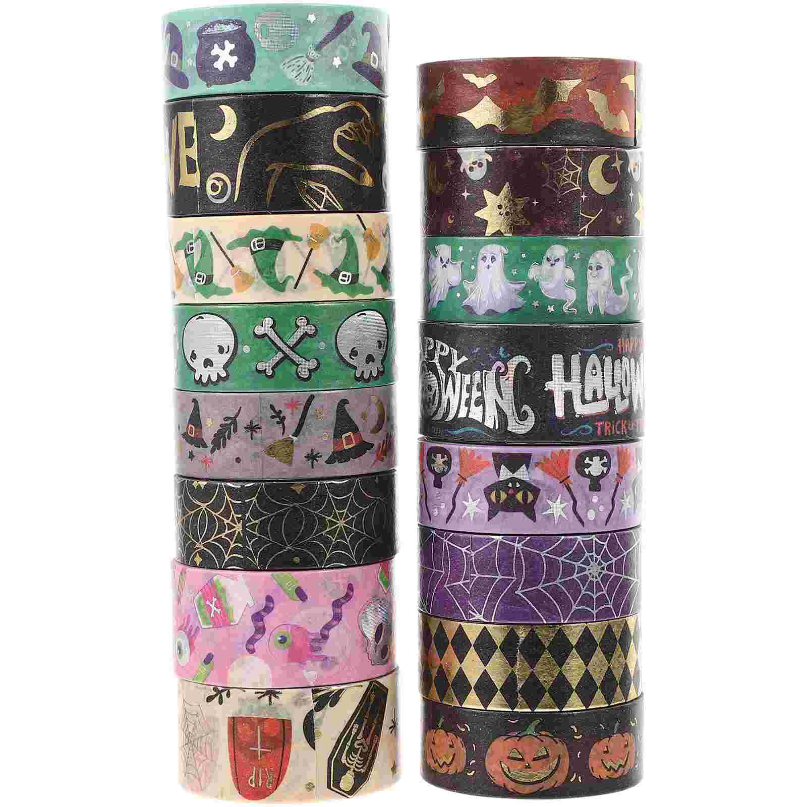 Pita Washi 16 rol plester Washi halus pita Washi Halloween pita tangan akun Washi pita dekorasi kertas tempel pita washi