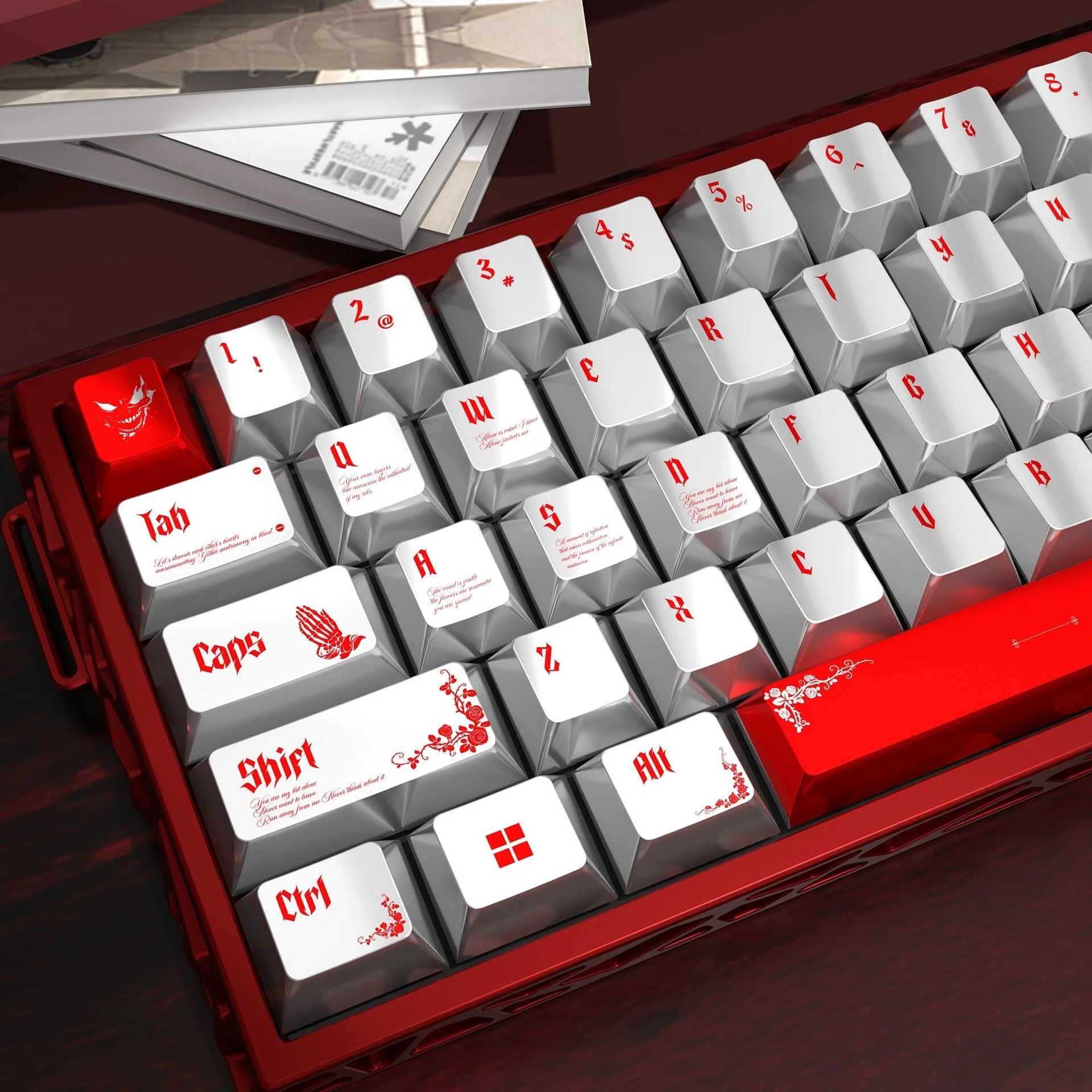 Custom Bone Stud High-End Keycaps,PBT Five-Side Dye-Sub with Pearl Metallic Finish,Unique Mechanical Keyboard Decorative Keycaps