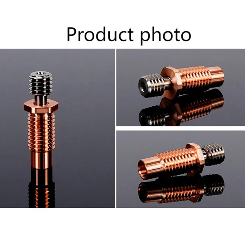 2Pcs Upgrade 3D Printer High Temperature Resistant M6 Titanium Alloy Red Copper Bimetallic Throat For E3D V6 HOTEND