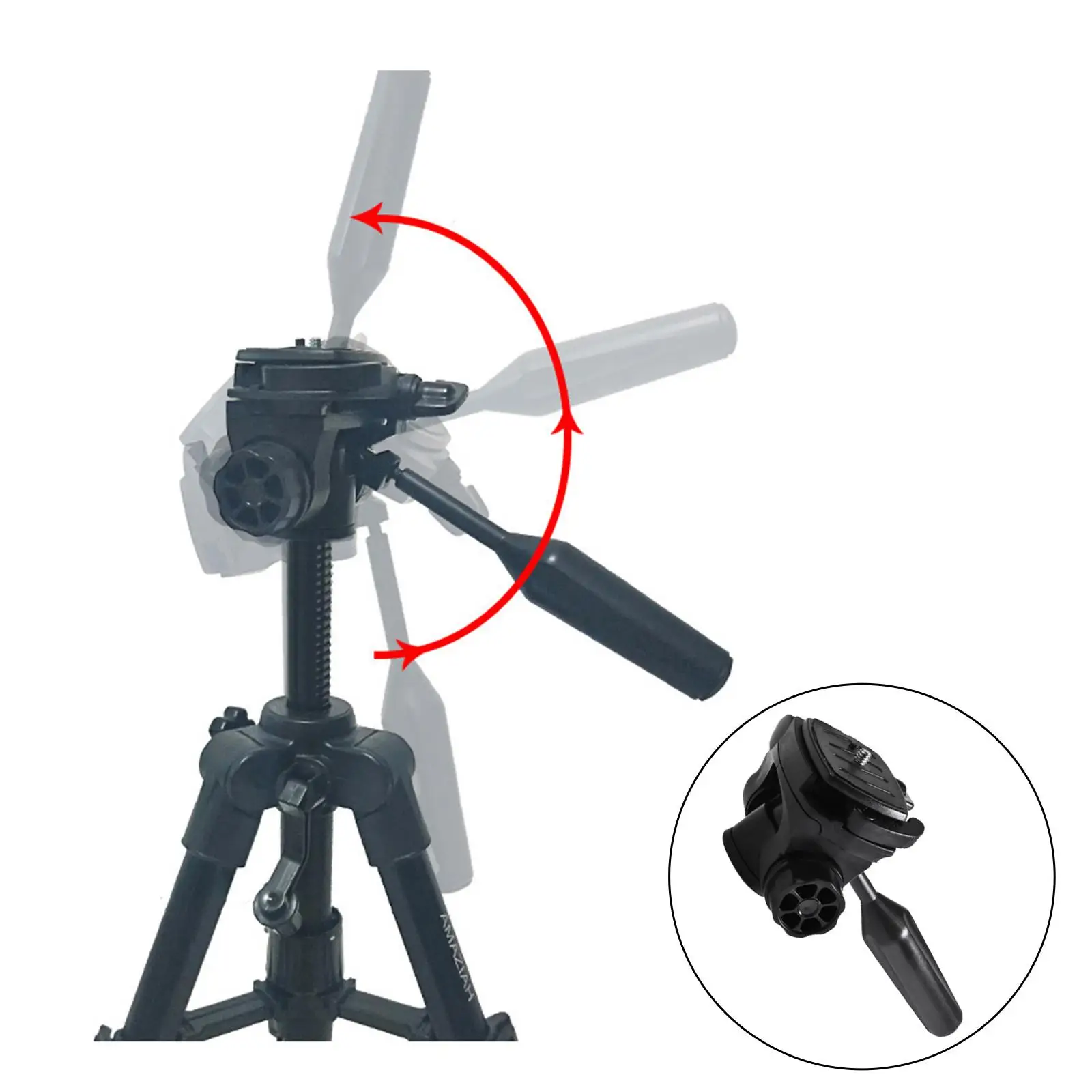 Camera Tripod Head Black Accessories 360 Degree Rotating Panoramic for DSLR