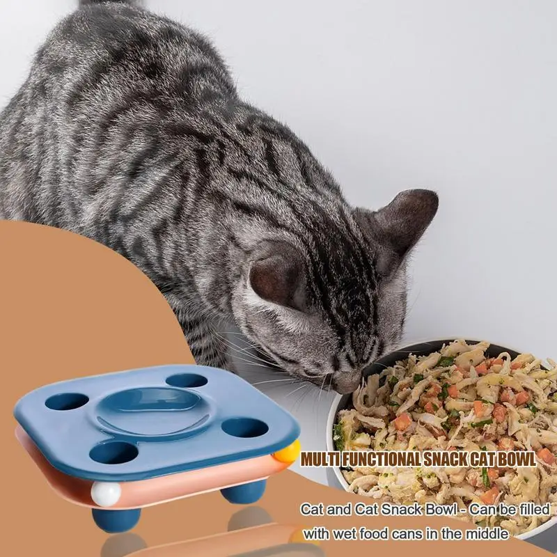 Interactive Cat Food Bowls Multifunctional Kitten Bowl With Non-slip Pad Creative Cat Bowls Non-spill Kitten Food Feeder