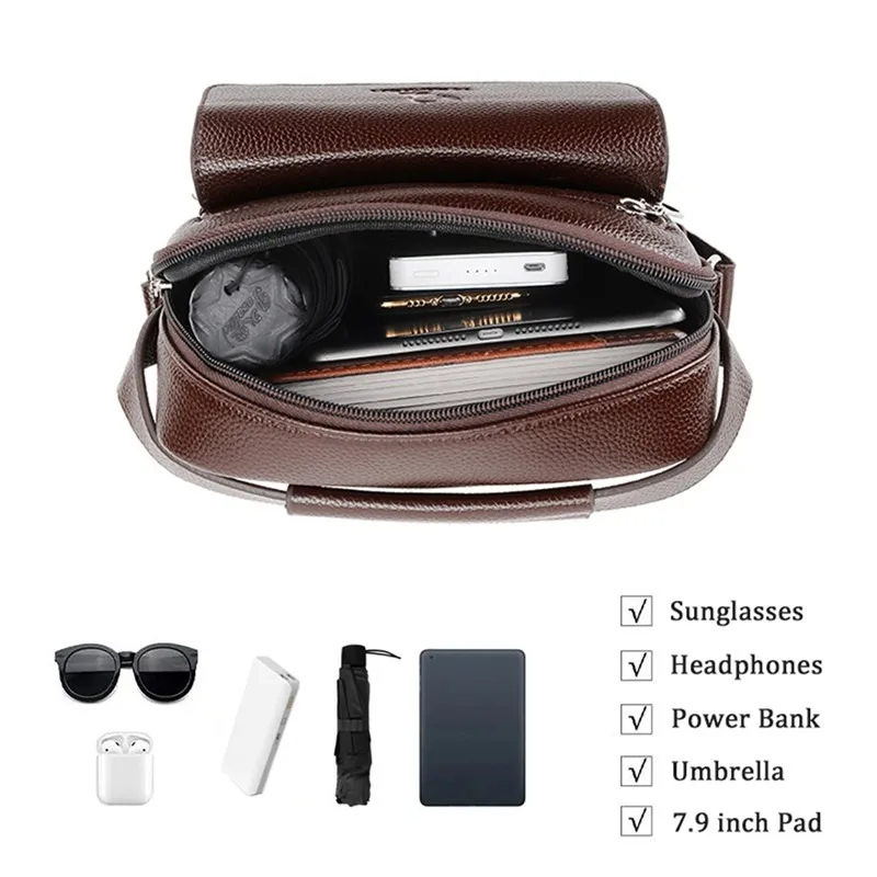 Men\'s Genuine Leather Crossbody Shoulder Bags High quality Tote Fashion Business Man Messenger Bag Leather Bags fanny pack