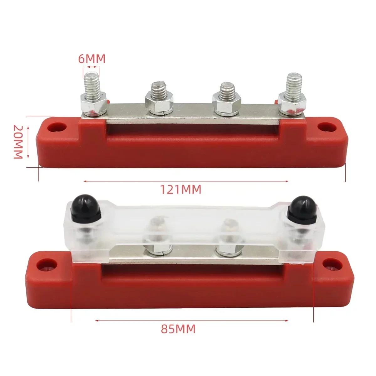 6 Way Power Distribution Block 150A DC48V Bus Bar Car Electrical Terminal Block Copper Wire