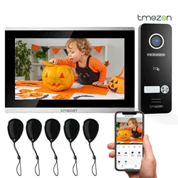Tmezon Wifi Video Tür sprechanlage 10-Zoll-Touchscreen mit 1080p kabel gebundenen Türklingel 3 in1 App/Card Swipe/Monitor Tuya App entsperren