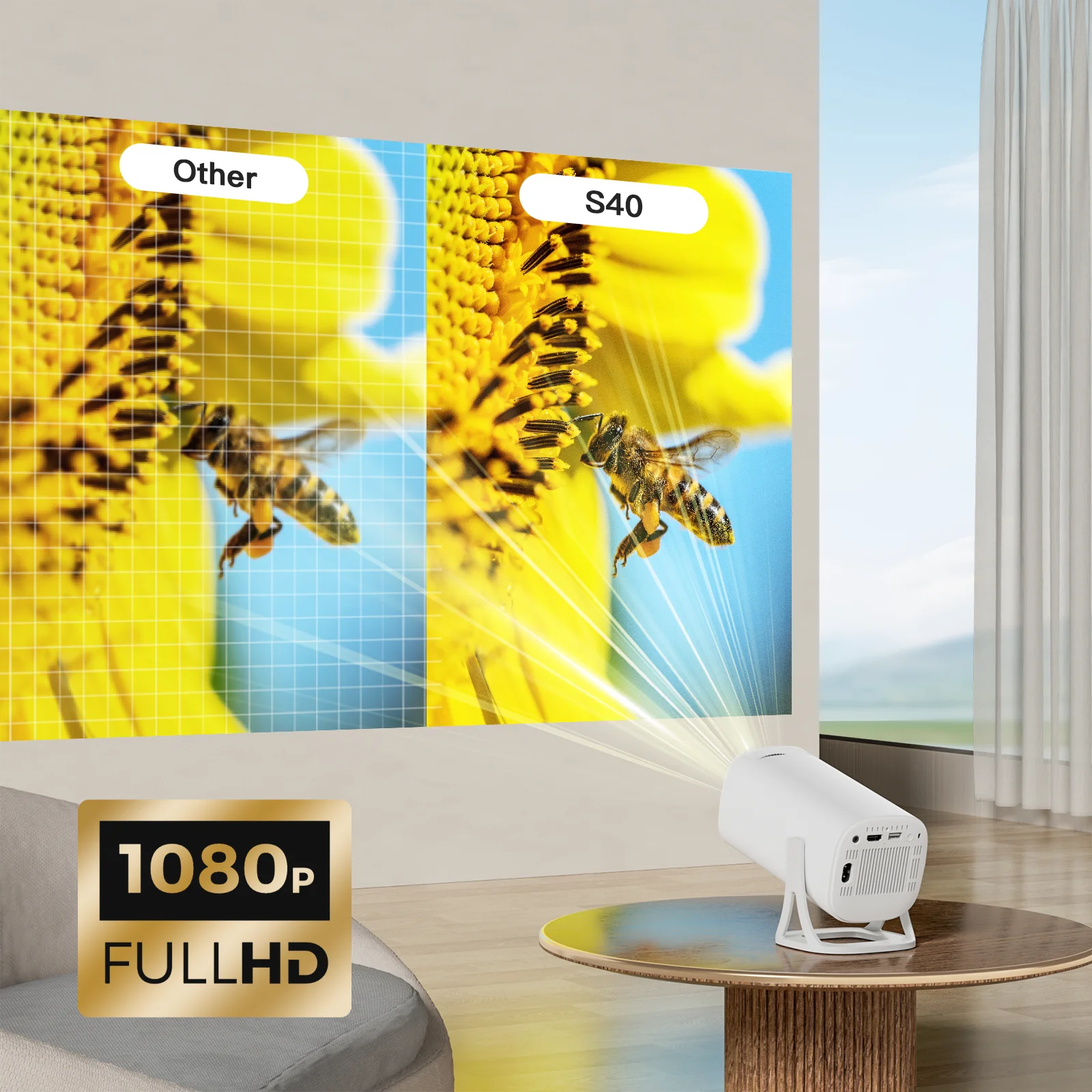 Salange S40 Projector Support 4K 1080P Android 11.0 LED Home Theater 180ANSI Electronic Focus BT5.0 Home Cinema Projetors