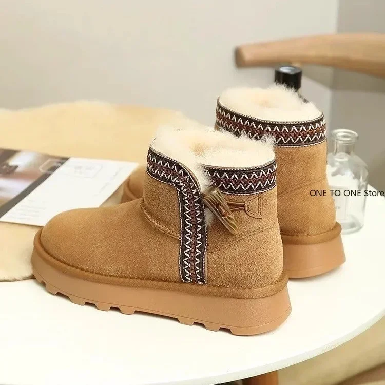 Women New Wear Comfortable Fashion Casual Low-help Short Tube Warm Cotton Shoes Platform Sneaker National Style Snow Boots Shoes