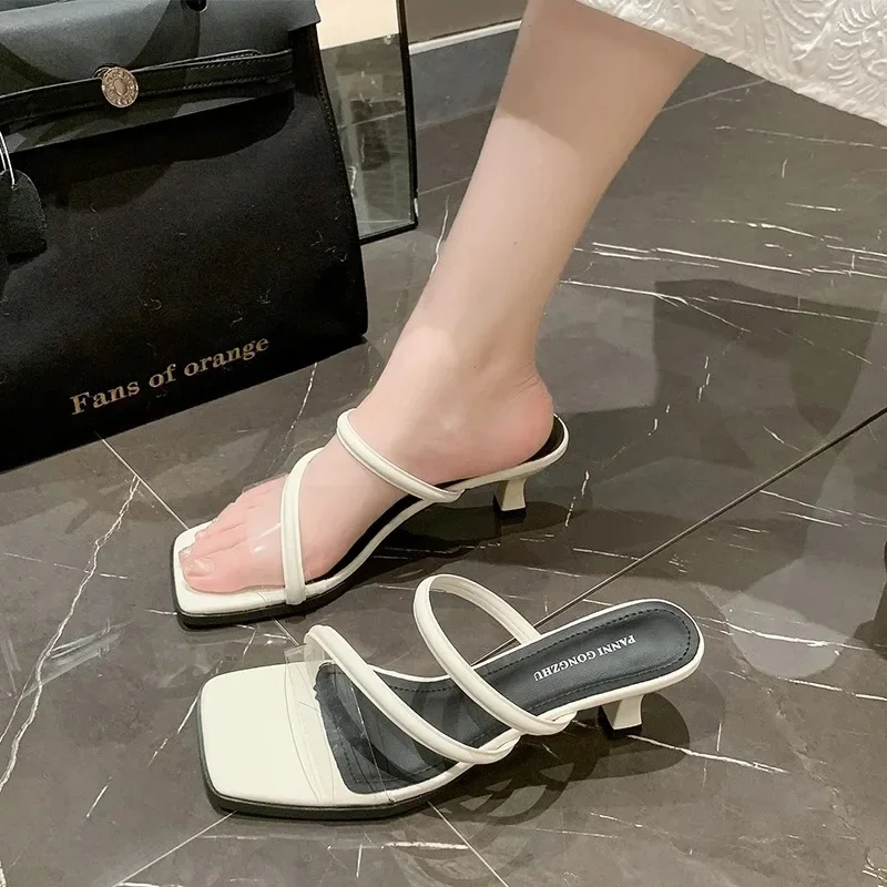 Slippers Women Summer Shoes Med Luxury Slides Pantofle Rubber Flip Flops Thin Heels Shallow Lady Soft Designer 2024 Hawaiian