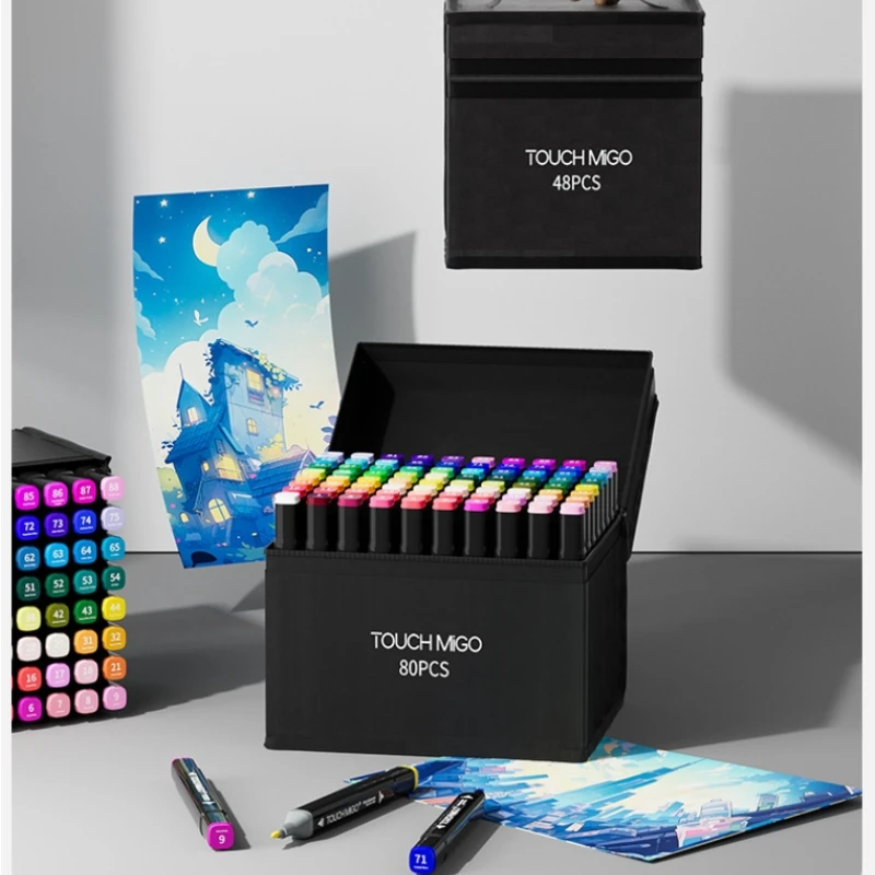 

12/24/36/48/60/80/100 Color Double-head Marker Pen Oily Waterproof Quick Drying for Painting Design Graffiti Sketch