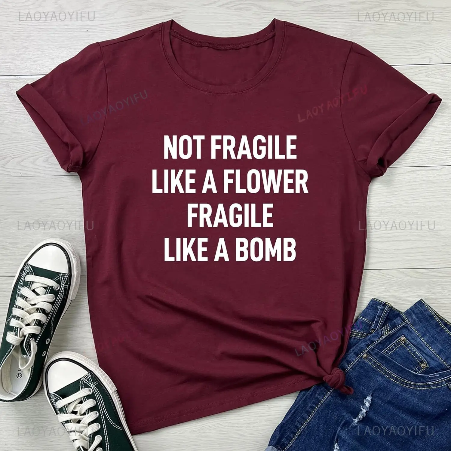 Stylish Women Cute Non-fragile Shirt Fun Letter-printed Graphics Casual Top Cotton Women's T-shirt