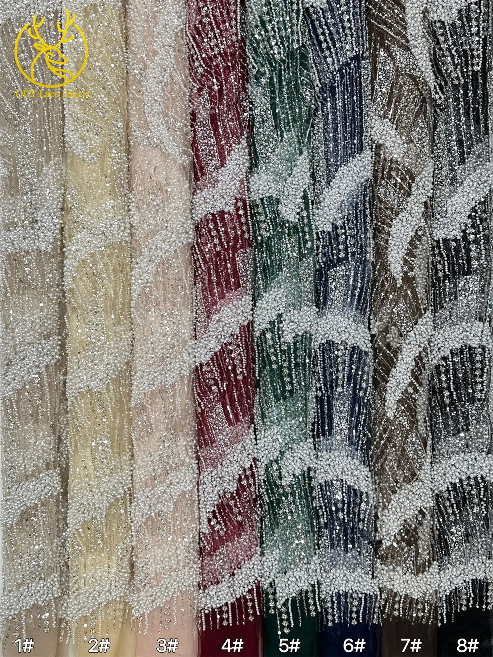 2026 Modische französische Perlen-Tüll-Stickerei-Spitze, afrikanische Perlen-Pailletten-Spitze für nigerianische Abendkleider – Detail 26