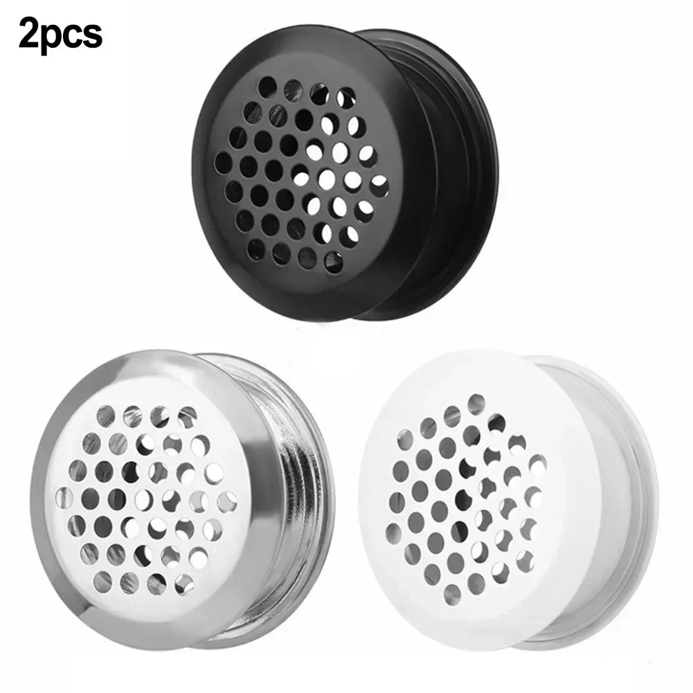 2 X Stainless Steel Air Vent Grille Round Ventilation Grilles Wardrobe Cabinet Air Vent Furniture Hardware Ventilation Plug Set