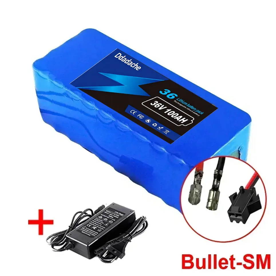 10S4P 36V 100000mAh lithiumbatterij elektrische scooter 18650 batterijpakket + gratis oplader