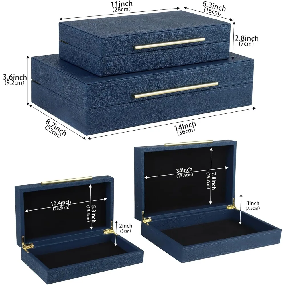 Stylish Faux Leather Nesting Boxes Set, Large 2-Piece Decorative Storage Organizer for Jewelry and Accessories