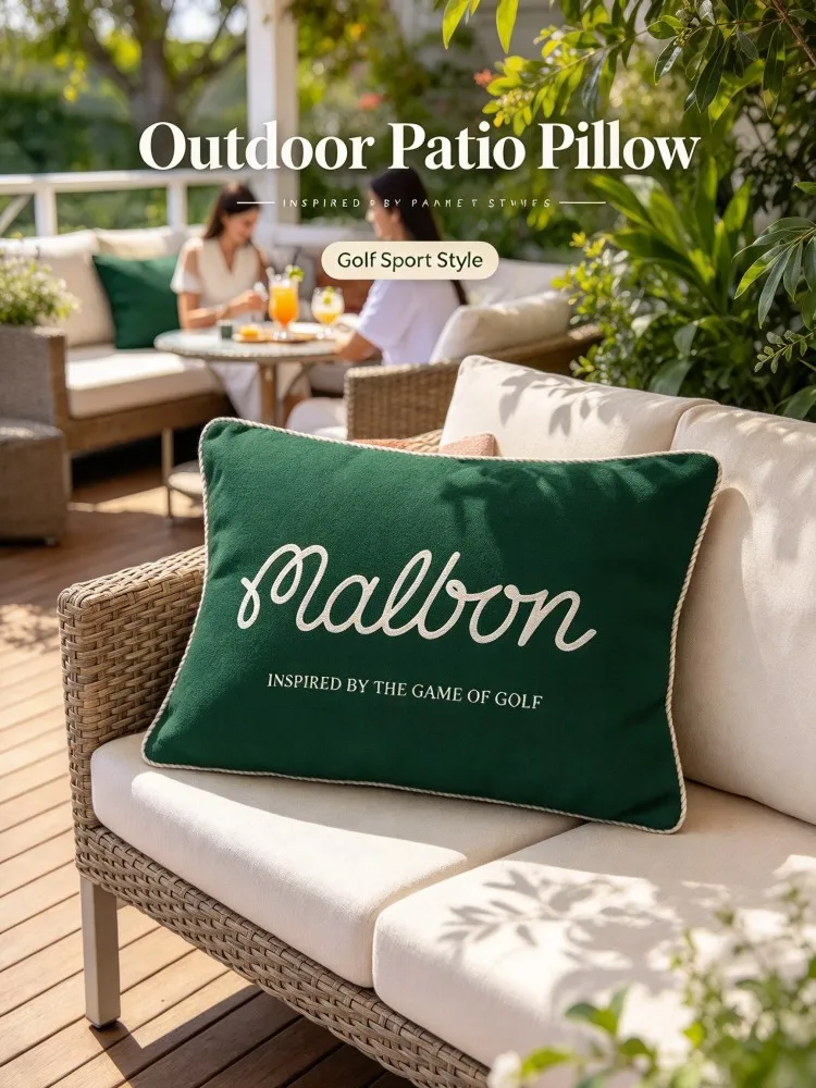 Golf Long Pillow Cover Dark Green Sport Style Rectangular Cushion Cover for Sofa Bed Window Seat Man Cave Home Decor