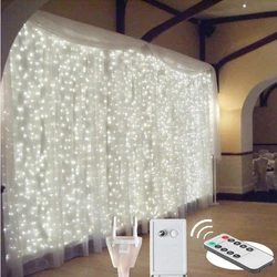 3x2/4x2 Remote Control Icicle Curtain Fairy Lights Christmas Lamps LED String Lights Garland Party Garden Street Wedding Decor