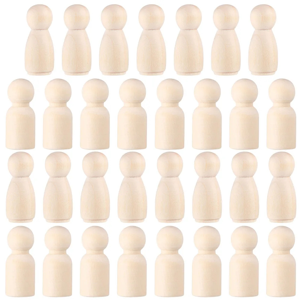 

60 Pcs Wooden Peg 35mm Blank Wooden People Crafts Manual Painting for Painting Decoration Party Supplies