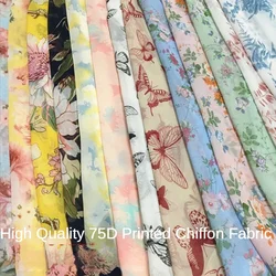 Chiffon Fabric Printed By The Meter for Clothing Dresses Sewing 75D Summer Chinese Cloth Floral Soft Drape High-quality Flowers
