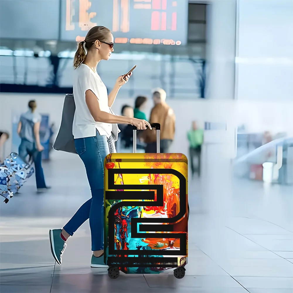 

1 PC Vibrant Abstract "2" Print Luggage Cover for 18 – 32-Inch Carrying Cases; Dust and Elastic Travel Accessories to Protect