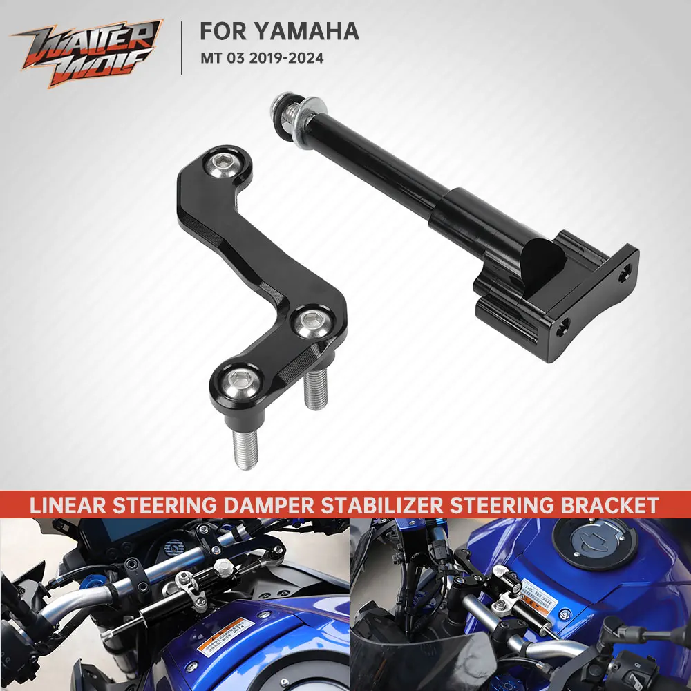 2024 MT03 Linear Steering Damper Stabilizer Reverse Safety For YAMAHA MT 03 MT-03 2020-2023 Motorcycle Mount Bracket Accessories