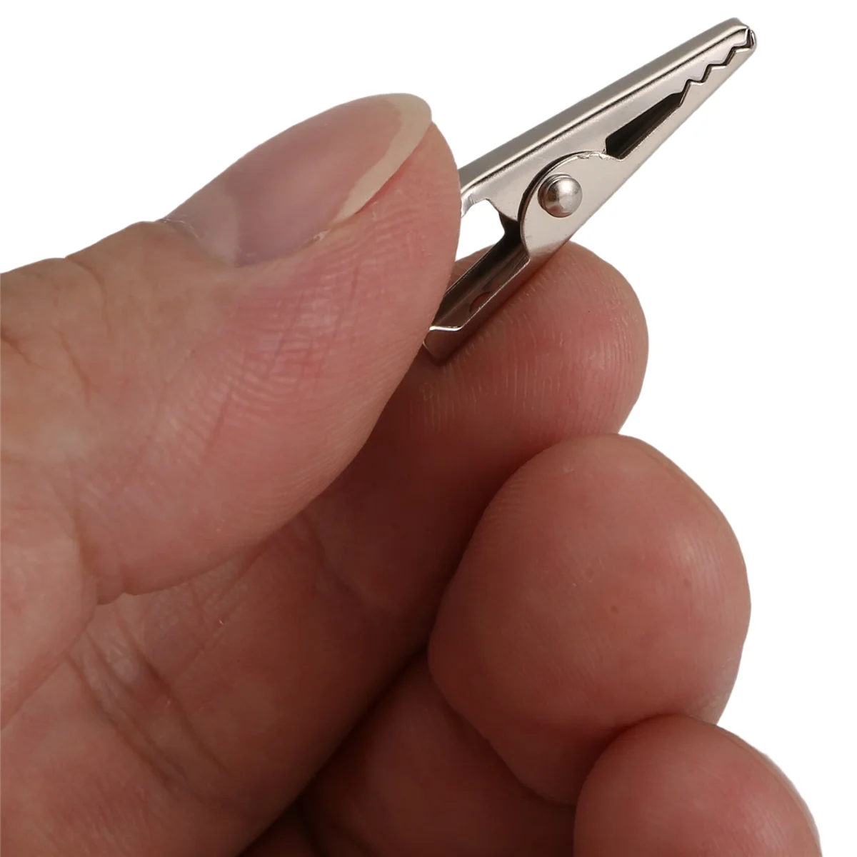 FLLF 100 шт. 1,06 дюйма/27 мм мини-металлические зажимы типа «крокодил», зажимы типа «крокодил» серебряного тона, никелированные пружинные зажимы для испытательной линии.