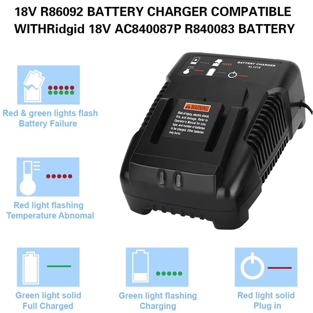 

18V Lithium Battery Charger For AEG RIDGID 14.4V 18V Li-Ion Battery Power Tool Battery Charging High Quality Fast Charging