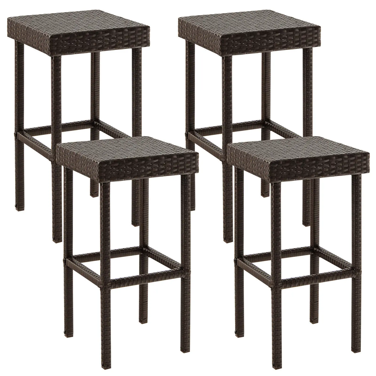 Costway Patio 4 PCS Rattan Wicker Bar Stool Chairs Counter Height Barstools