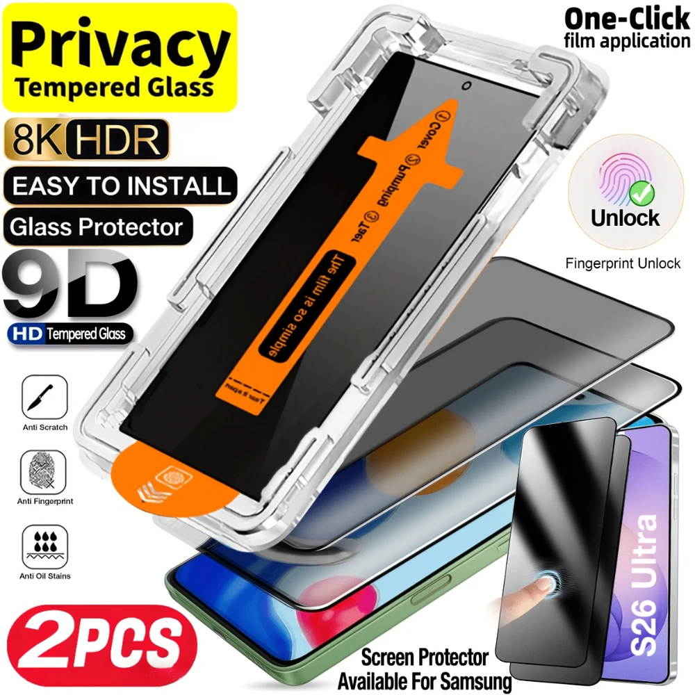 NNBILI 2pcs Privacy Full Screen Protector with Automatic Dust-Elimination Compatible with for Samsung for Galaxy S26 S25 Ultra