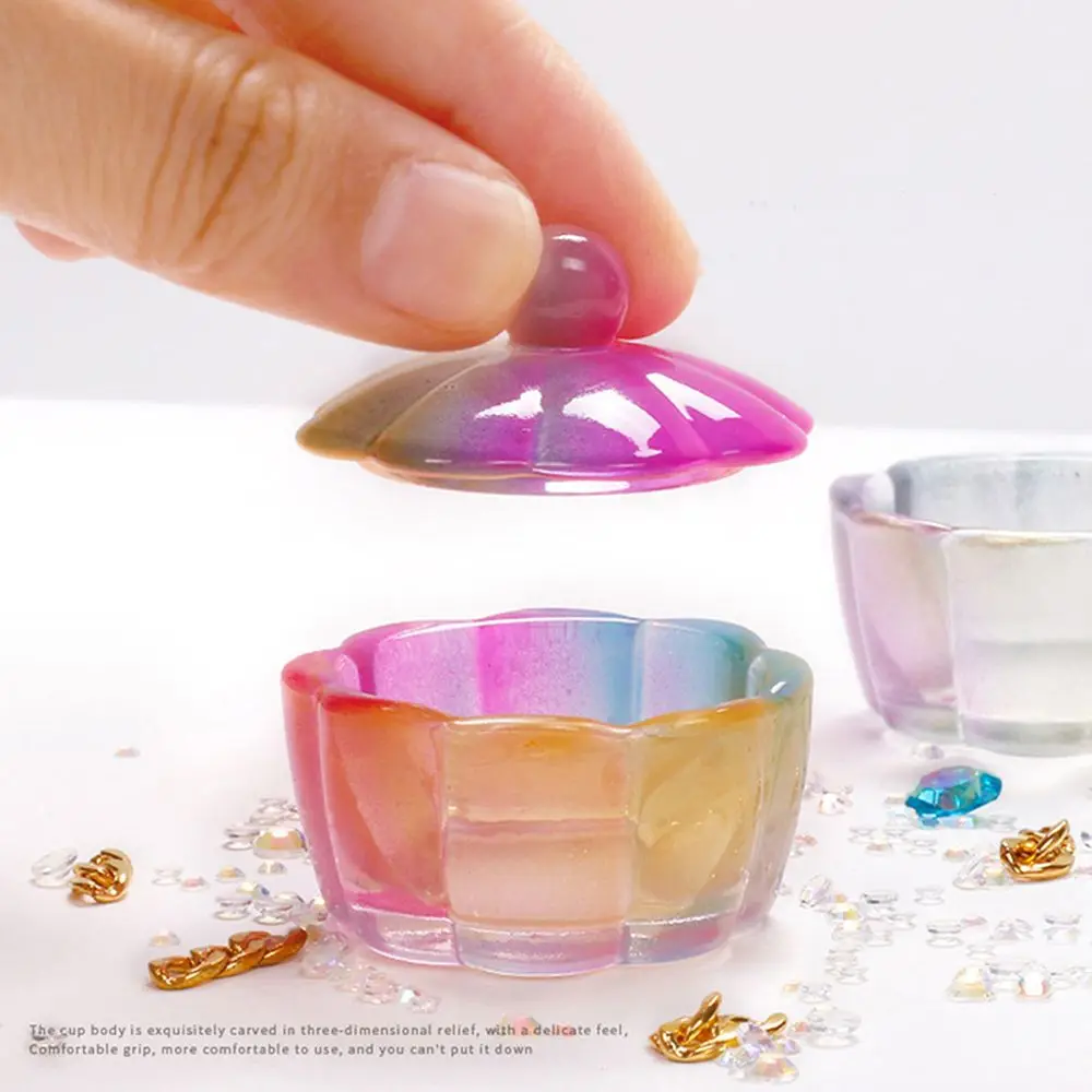 Accessories Nail Art Tools Glass Glassware with Lid Brush Washing Cup Nail Crystal Cup Powder Liquid Dish Acrylic Powder Bowl