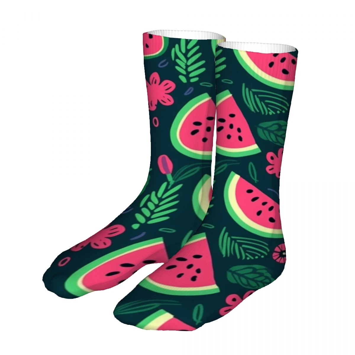 Watermelon Slices And Leaves Mens Womens Funny Crew Socks Cool 3D Printed Design Socks Fashion Comfortable Basketball Socks