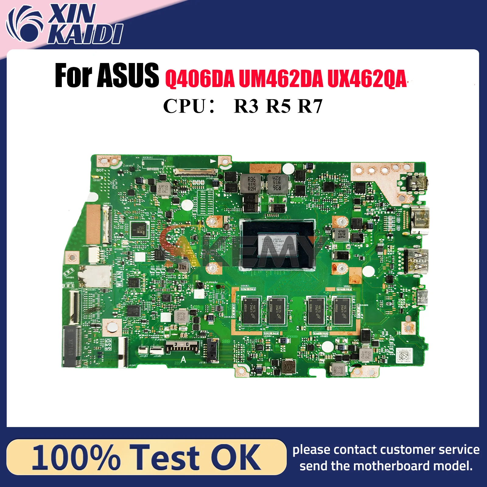 

UX462DA Laptop Motherboard For ASUS ZenBook Q406DA UM462DA UX462DA UX462QA UX462D Mainboard With R3 R5 R7 CPU 100% tests OK stk