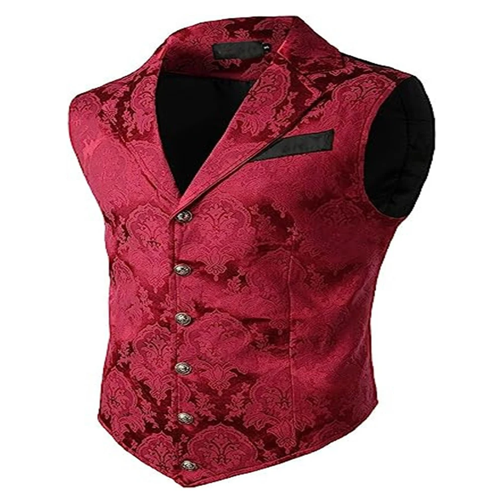 

Comfortable Comfy Mens Tops Mens Waistcoat Wedding Decorative Pattern Fashion Slight Stretch Slim Fit Business