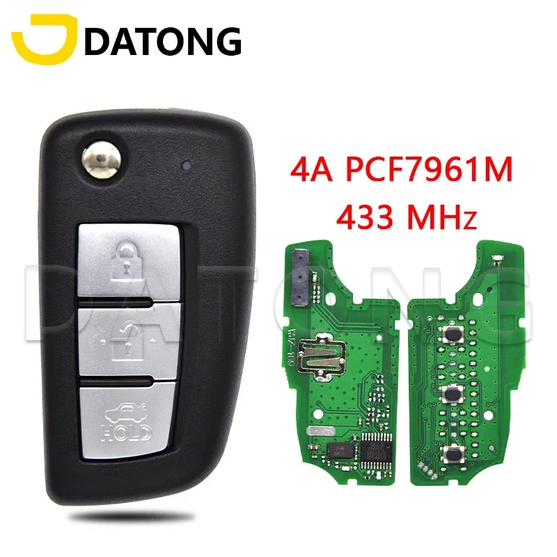 

Datong World Car Remote Control Key For Nisan Sylphy 2019 2020 4A Chip PCF7961 433.92MHz Flip With Yellow Indicator Light