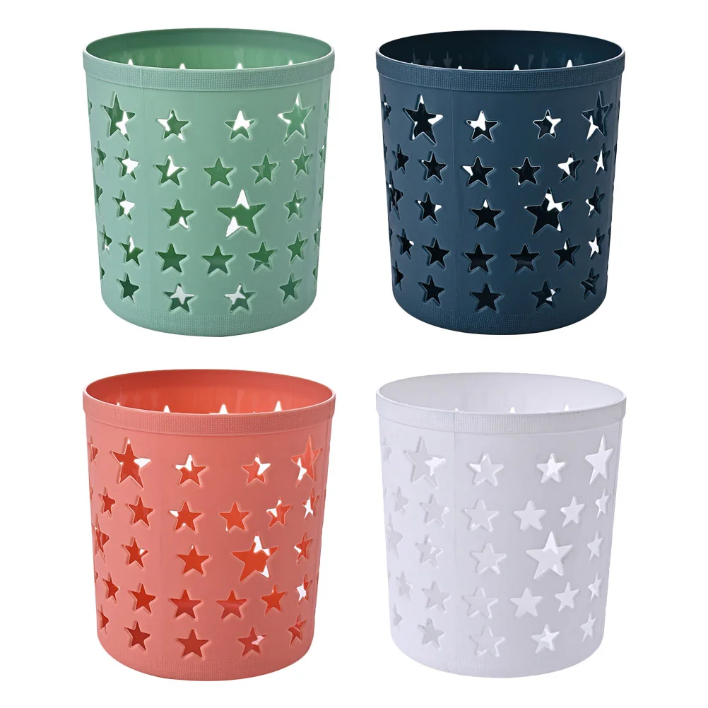 

4 Pcs Plastic Storage Container Lightweight Containers Round Pen Desktop Bucket Sundries Office Stationery