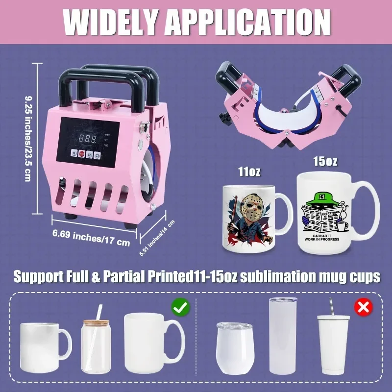 Mecolour Portable Mug Heat Press Machine 11oz Mug Printing Machine