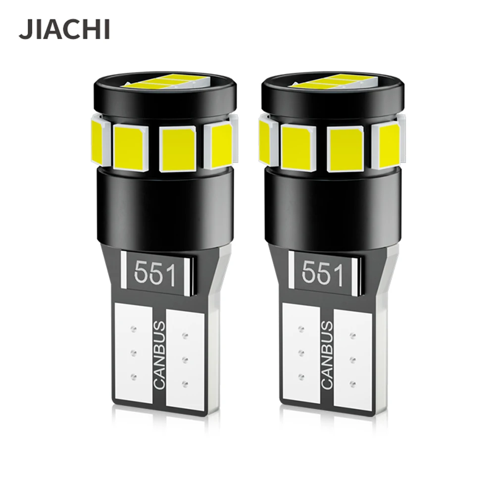 JIACHI 100PCS Super Bright Error Free T10 Canbus Led Bulb W5w Light 194 168 501Auto Car Parking Lamp 2835 12SMD 12v Yellow White