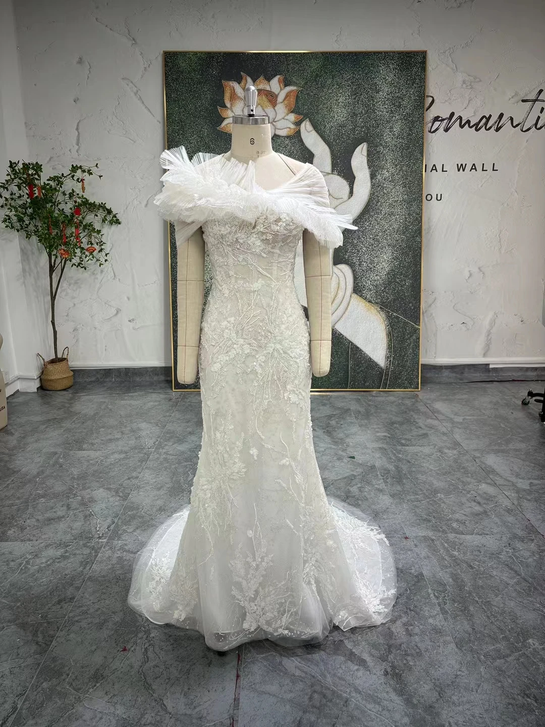 Abiti da Noiva Abiti da sposa a sirena in tulle glitterato di lusso con applicazioni di perline Abiti da sposa romantici Robes de mariée